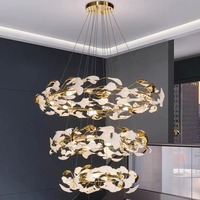 BGST projet personnalisé décoration intérieure hôtel Villa maison boutique Ginkgo feuille céramique suspension lustre de luxe suspension
