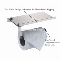 Porte-papier hygiénique mural en acier inoxydable pour salle de bain, ensemble de matériel de rangement pour papier hygiénique avec étagère pour téléphone