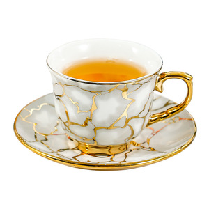 Ceramic Coffee <b>Cup</b> <b>Set</b> With Saucers Gold Plated Edge For Afternoon <b>Tea</b> Home Use - Product Image 5