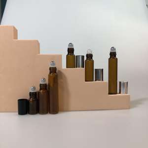 1-10ml <b>Empty</b> Refill Roller Perfume Oil Roll-on Bottles with Screen Printing Amber Glass Cosmetic Bottles - Product Image 2