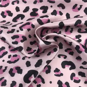 Nueva tela recortado rosa con estampado de leopardo para mujer, ropa de dormir Sexy, falda, tela de poliéster