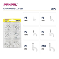 Lot de 65 attaches-câbles ronds en plastique blanc à clouer, tailles assorties, pour boîte à outils, outils à main, quincaillerie