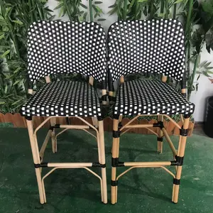 Hotel bistro rattan wicker high outdoor chair plastic resin chair restaurant garden patio bar furniture