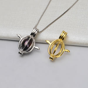 Componentes de Joyería: Colgante Vacío de Plata S925 con Perla y Jade, Cadena para Clavícula de 8-9 mm, Adorno Colgante sin Perforación, Estilo Jaula de Pájaro - Product Image 1