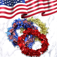 Couronne décorative en fil de fer pour le Jour de l'Indépendance américaine Guirlande colorée en forme d'étoile à cinq branches Décoration de fête de vacances