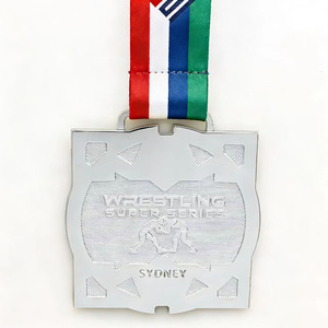 Médaille <span class=keywords><strong>de</strong></span> sport personnalisée <span class=keywords><strong>en</strong></span> alliage <span class=keywords><strong>de</strong></span> zinc moulé sous pression, plaquée <span class=keywords><strong>or</strong></span>, argent, bronze, médaille <span class=keywords><strong>de</strong></span> lutte 3D personnalisée avec ruban - Product Image 3