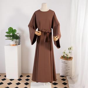 Tinta unita stile marocchino abbigliamento islamico abito Casual Abaya per le donne all'ingrosso Dubai saudita tacchino vestito Abaya - Product Image 4