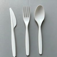 Ensemble de couverts jetables en plastique BPI PS 3.6G pour restaurants aériens, avec fourchette, couteau, cuillère et serviette, pour dégustation de plats