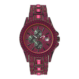 Montres à quartz de luxe résistantes à l'eau 3 bars de haute qualité pour hommes, mode, entièrement serties de diamants, calendrier complet, montre-bracelet - Product Image 3