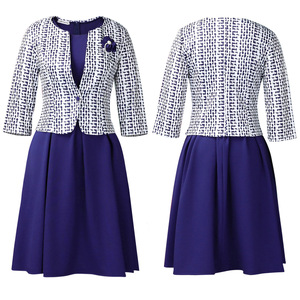 Damen Mode Formelles Zweiteiler-Set Langarm Einknopf-Cardigan Mantel + Einfarbiges Midi A-Linien-Kleid Büro-Damenanzug - Product Image 4
