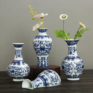 Jarrón de Piso Moderno de Porcelana Azul y Blanca con Diseño Floral Popular, Decoración del Hogar Ecológica, Cerámica Abstracta - Product Image 1