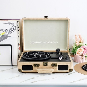 Tourne-disque vinyle de qualité supérieure à 3 vitesses, lecteur de disques vinyles, couleur bois, revêtement en cuir PU, entraînement par courroie, gramophone - Product Image 6