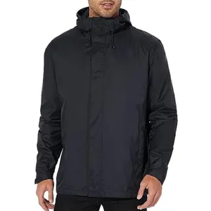 Hot Sell Men's Rain Jacket leve impermeável impermeável impermeável com capuz ajustável Outdoor Caminhadas Windbreaker