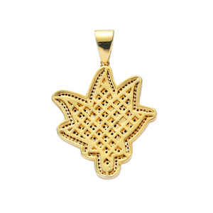 Collier <span class=keywords><strong>de</strong></span> style européen et américain, pendentif feuille d'érable hip-hop, zircon vert, accessoires pour hommes - Product Image 5