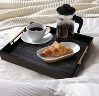 Plateau de service personnalisé en bois de pin, grand format, écologique, style américain moderne et élégant, avec poignées métalliques, pour la maison et le bureau