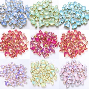 Oleeya Mocha Opal Rhinestones Wholesale Silver/<b>Gold</b> <b>Button</b> Popular Colors Mix Shapes Sew on Rhinestones Claw Wedding Dress - Product Image 1