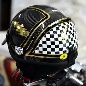 Helm sepeda motor serat karbon ringan, helm sepeda motor skuter setengah wajah, Visor dalam helm sepeda motor