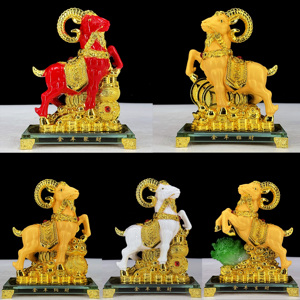 Escultura de Oveja Dorada del Zodíaco Chino, Mascota Coleccionable, Adorno de Cabra Feng Shui para Regalo de <span class=keywords><strong>A</strong></span>ño Nuevo, Artesaní<span class=keywords><strong>a</strong></span> de Resina - Product Image 3