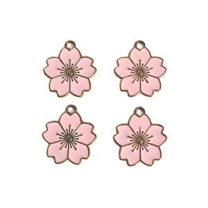 Pendentifs en alliage de fleurs de cerisier, breloques à cinq pétales, accessoires de bijoux pour collier, porte-clés, breloque de téléphone, cadeau unisexe - Product Image 4