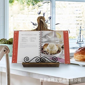 Wooden Recipe Rack Kitchen Countertop Bookshelf Multi Function <b>Tablet</b> <b>Holder</b> Rustic Design - Product Image 1