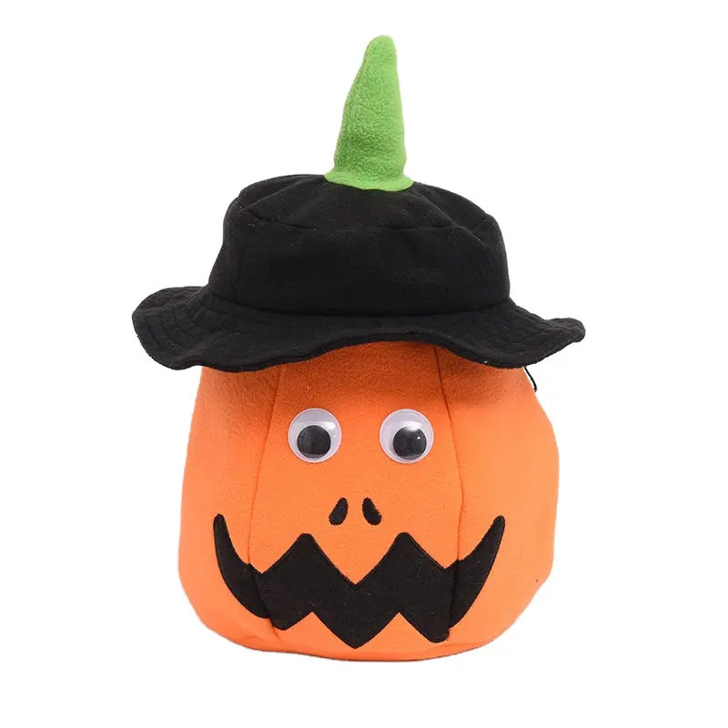 Chapeau d'Halloween éclairé par LED et seau à bonbons citrouille rougeoyante sac fourre-tout pour enfants cadeaux et fournitures de fête