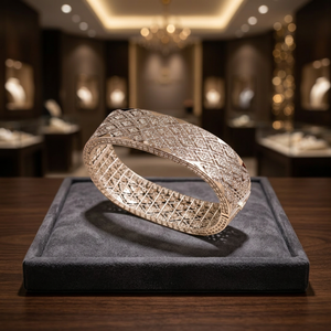 Pulsera de diseño de lujo de plata de ley 925 con patrón entrelazado, pulsera ancha y pesada para mujer, joyería fina. - Product Image 2