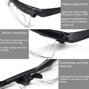 Lunettes réglables avec champ <span class=keywords><strong>de</strong></span> vision à molette, lunettes réglables pour la vision <span class=keywords><strong>de</strong></span> <span class=keywords><strong>près</strong></span> <span class=keywords><strong>et</strong></span> <span class=keywords><strong>de</strong></span> <span class=keywords><strong>loin</strong></span>, unisexe (1 paire) - Product Image 4