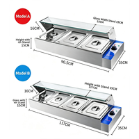 Bain-marie commercial chauffe-plats avec couvercle en verre, en acier inoxydable, électrique, pour buffet, table vapeur, restaurant, traiteur, hôtel Hecheng