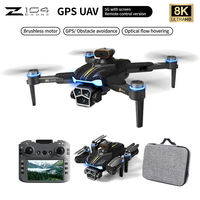 Drone RC Quadricoptère Z104 Pliable avec Évitement d'Obstacles, GPS, Moteur Brushless et Triple Caméra FPV pour Adultes