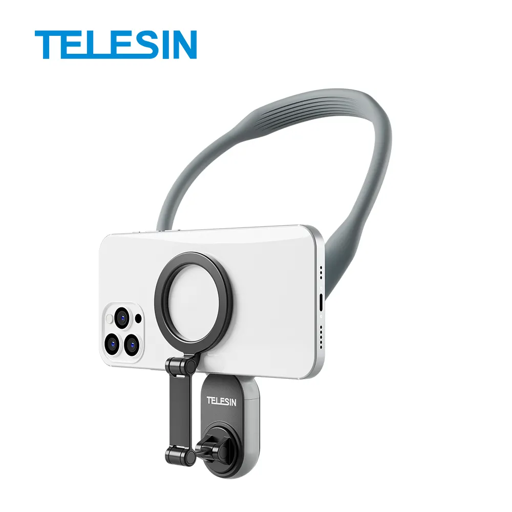 Telesin Bron Fabriek Hot Selling Mnm 001 Handsfree Shooting Accessoires Voor Telefoon Mobilephones Siliconen Magnetische Nek Mount