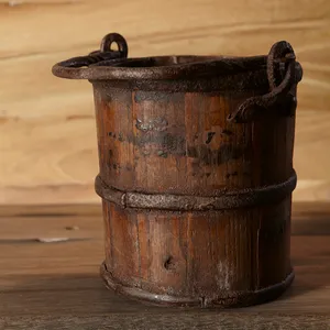 Boîte de riz ronde en bois, décorations traditionnelle chinoise ornementales antiques pour la maison, 10 pièces