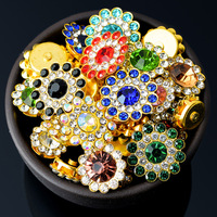Strass en verre OEM 10/12/14mm ronds, motif tournesol double couche, à coudre avec griffes, pour vêtements, bricolage, jouets, poupées