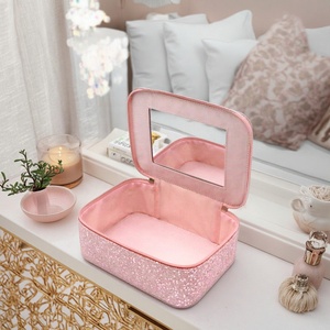 <span class=keywords><strong>Beauty</strong></span> <span class=keywords><strong>Case</strong></span> Rosa Glitterato con Specchio, Regalo per Spose, Borsa Organizer per Trucchi, Grande Capacità, Borse Cosmetiche da Viaggio per Donne - Product Image 5