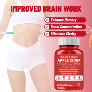 Suplemento de fibra dietética OEM Desintoxicación orgánica ACV Gomitas Fórmula vegana sin gluten para el metabolismo Soporte Pérdida de peso Sabor <span class=keywords><strong>a</strong></span> manzana - Product Image 4