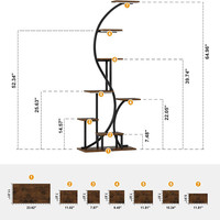 Meuble de salon moderne pour l'intérieur, table console en fer et bois multicouche avec support créatif pour pot de fleurs