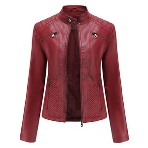 <span class=keywords><strong>Giacca</strong></span> da <span class=keywords><strong>Donna</strong></span> <span class=keywords><strong>in</strong></span> Ecopelle di Alta Qualità Primavera Autunno con Revers e Logo OEM Stile Motociclista - Product Image 6