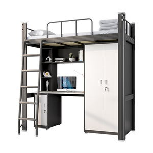 <span class=keywords><strong>Lit</strong></span> <span class=keywords><strong>superposé</strong></span> moderne réglable le plus vendu avec bureau intégré, cadre métallique noir double pour chambre et usage scolaire - Product Image 3