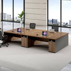 Bureau de travail avec tiroirs, finition grain de bois, poste de travail informatique individuel, poste de travail pour employé - Product Image 3