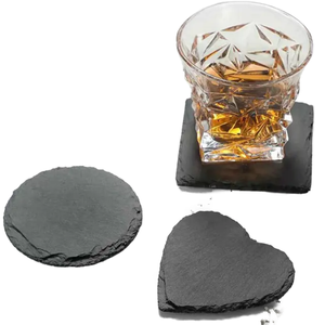 STARUNK Vente en gros de sous-verres en pierre <span class=keywords><strong>d</strong></span>'<span class=keywords><strong>ardoise</strong></span> noire 4 mm carrés antidérapants écologiques faits à la main en vrac pour tables basses et cadeaux - Product Image 1