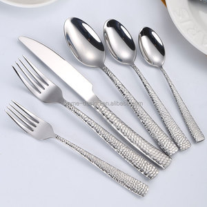 Ensemble de Couverts en Acier Inoxydable 430 Poignée Carrée Peau de Serpent, Couteau Fourchette Cuillère Poli Miroir pour Hôtels, Steak Occidental et Cuillère à Dessert - Product Image 1