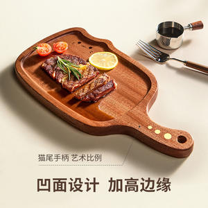 Planche à découper en ébène en forme de chat, rectangulaire, antibactérienne, pour servir des steaks, du pain, plateau de service, assiette de dîner de style occidental - Product Image 2