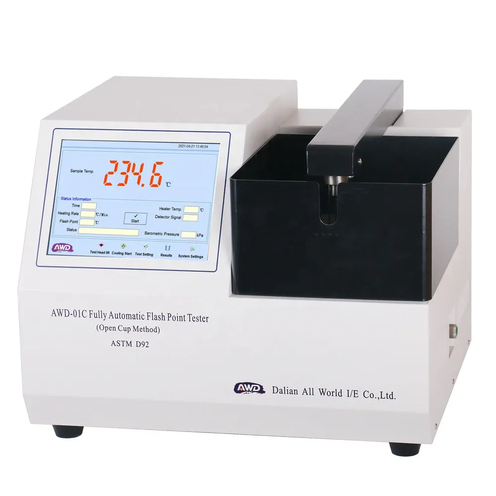 AWD-01C Flash Point Burning Point Fire point Equipment Open Cup Oil Instrument Tester ASTM D92 Flammability Tester