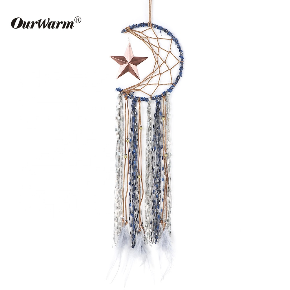 OurWarm в китайском стиле ручной работы; Китайское производство «Луна», «Звезды» Перо колокол кулон DIY висит ремесло «Ловец снов»