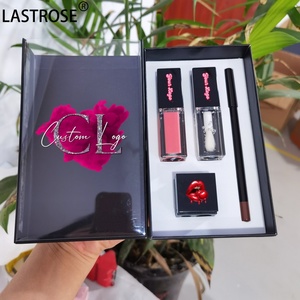 Kit de maquillage pour les lèvres 3 en 1 de luxe à marque privée, rouge à lèvres liquide mat nude, <span class=keywords><strong>crayon</strong></span> contour des lèvres brun, <span class=keywords><strong>gloss</strong></span> à lèvres transparent longue durée - Product Image 4