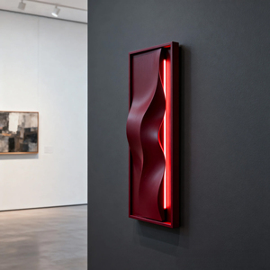 Modern Red Steel Bedroom <b>Wall</b> Lamp Rectangular Wavy Shade LED Dimmable Neutral White 4100K <b>Wall</b>-Mounted Design - Product Image 4