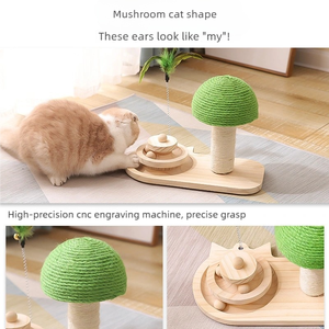 Mainan kucing tiang cakar jamur tali <span class=keywords><strong>Sisal</strong></span> pohon garuk kayu meja putar bola anak kucing memanjat bingkai perlengkapan - Product Image 3