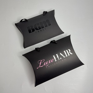 Sac cadeau de luxe en papier en forme d'oreiller avec logo personnalisé, poignée en ruban de satin, emballage pour perruques, plusieurs tailles pour les entreprises de coiffure - Product Image 3