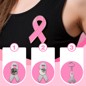 Розовая лента на лацкан на заказ, металлические значки для повышения осведомленности о раке груди, поддержка и надежда, благотворительные мероприятия, октябрьские кампании, ODM, оптовая продажа - Product Image 3