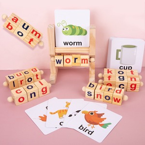 Montessori บล็อกการอ่านไม้ก่อนวัยเรียนสระก้านสั้นตัวสะกดเกมการหมุนตัวอักษรของเล่นเพื่อการศึกษาสำหรับเด็กเรียนรู้ - Product Image 5