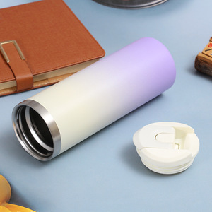 Botella de agua al vacío de acero inoxidable de Color degradado al por mayor, <span class=keywords><strong>chanclas</strong></span> rectas delgadas, termo, taza para viaje - Product Image 2